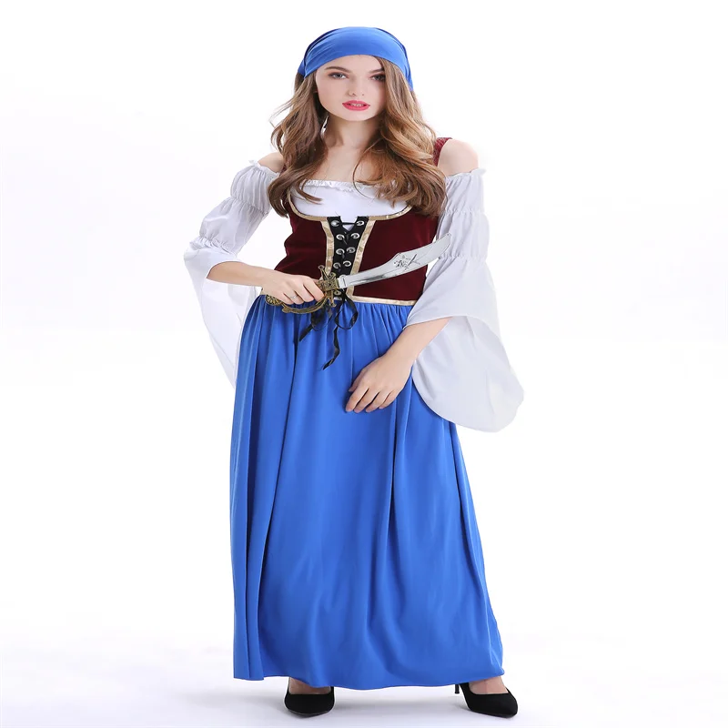 

The New High Quality Bavarian Beer Peasant Costume Wench Maiden Costume German Oktoberfest Maid Costume Fancy Long Dress