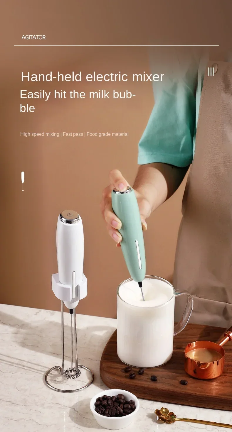 Description Picture 2 of itemHandheld Milk Frother Kitchen Powerful Electric Foam Maker With Stand Battery Powered Foamer Blender Drink Mixer For Coffee