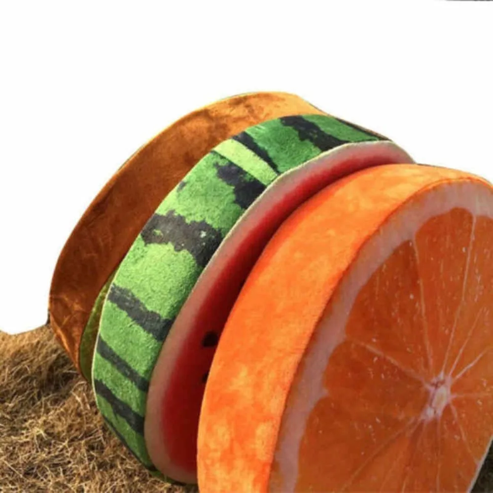 부드러운 유치원 플러시 장난감 재미 있은 정원 식사 야외 과일 좌석 패드 라운드 베개 의자 쿠션 좌석 패드