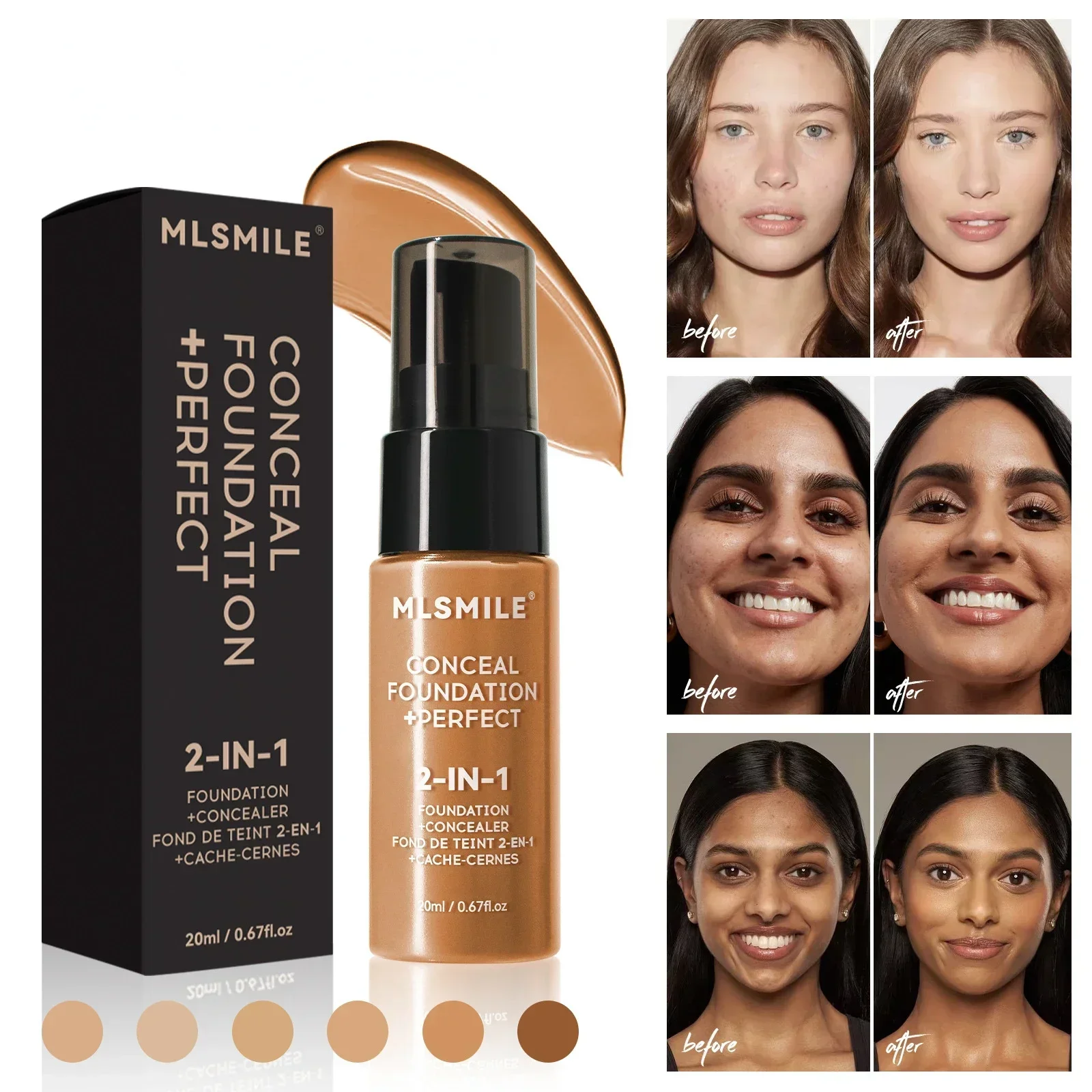 Face Foundation Cream Oil-Control Matte BBCream Waterproof Lasting Concealer Liquid Full Coverage Matte Base Professional Makeup 3