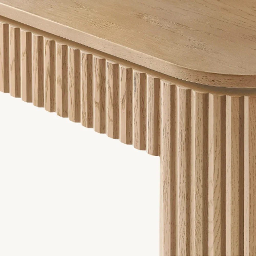 Modern Oak Entryway Table Furniture Wabi Sabi Fluted Wooden Narrow Console Tables for Living Room