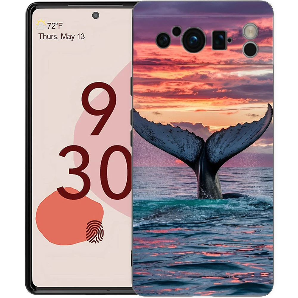 Ocean Whale Shark Swimming Soft Shockproof TPU Black Phone Case