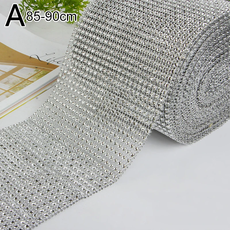 4 Nastri Di Diamanti Argento Autoadesivi – Strass Di Cristallo 1 Cm Per Decorazioni Fai-da-Te, Matrimoni E Compleanni