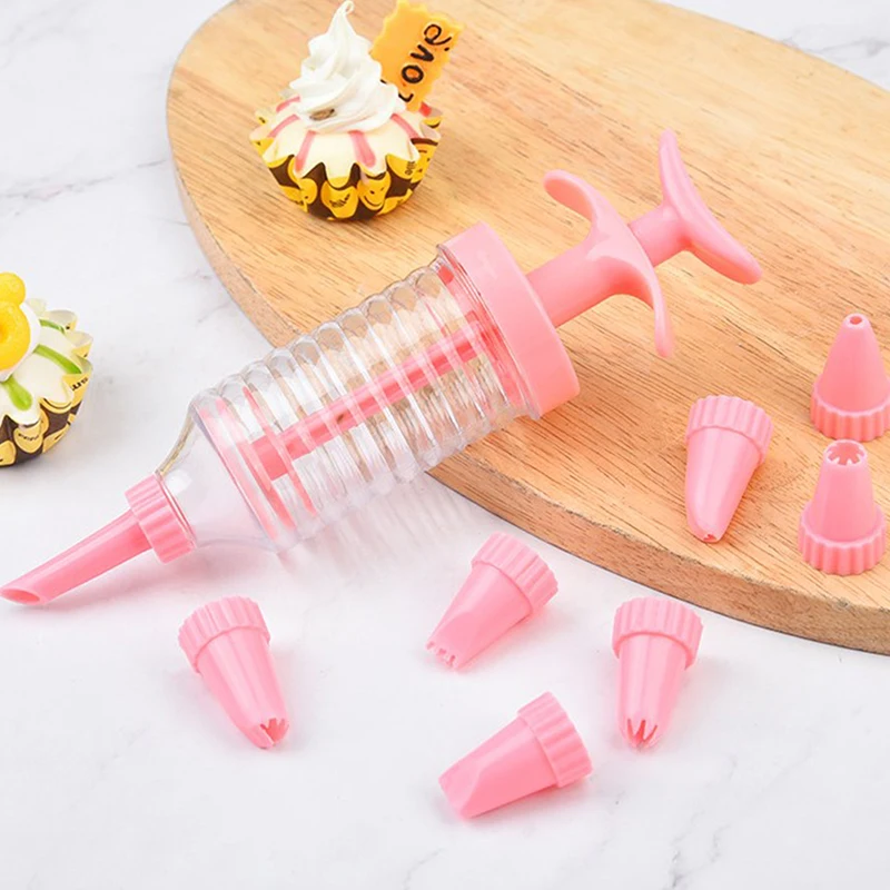 Cake Decorating Tip Set Cake Icing Nozzles Baking Nozzle Set Cake Decorating Nozzle Set 8pcs Pipe Nozzles with Syringe Injector Plastic Cream Baking Nozzle Dispenser Icing Pastry Cream Tips Pastry Tube Cookie Tools