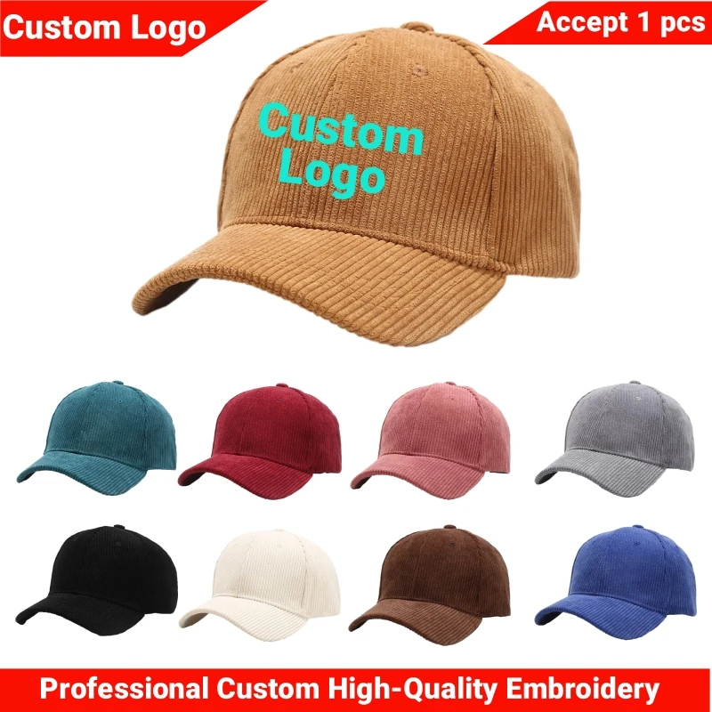 Custom Baseball Hat,Snapback.Design Your Own Logo Corduroy Baseball Caps For Men Woman DIY Adjustable Casual Trucker Hat Dad Cap 1