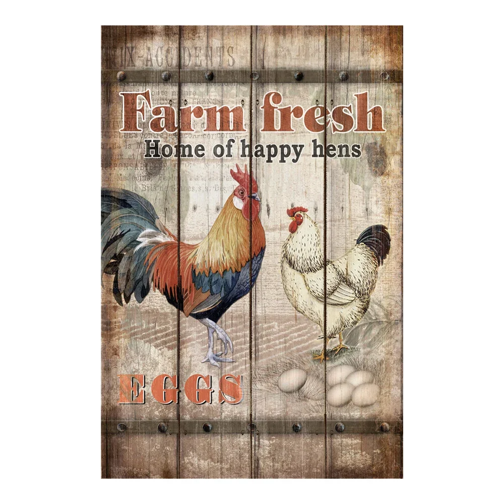 Pack De 5 Placas De Metal Retro De Gallinas – Decoración Rústica Para Granja, 20x30 Cm, Estilo Vintage Para Cuadros Y Accesorios De Pollo