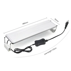 Ultra-Slim LED Aquarium Plant Grow Light - Waterproof & Bright Clip Lamp for Aquatic Environments, Blue LED (48CM With EU Plug)
