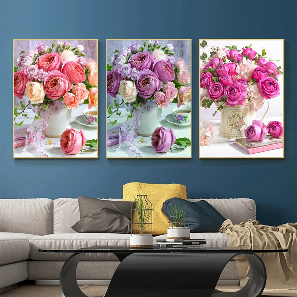5D Diamond Painting Flower Full Diamond Tulip Rose DIY Diamond Mosaic Art Painting Cross Stitch Rhinestone Embroidery Home Decor