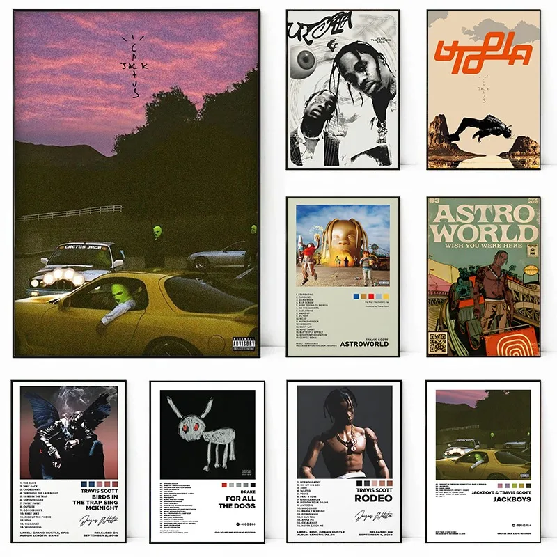 Rapper Travis-Scott Music Album Cover Singer Star Poster E Stampe Stampa Su Tela Wall Art Picture For Living Room Decor Gift