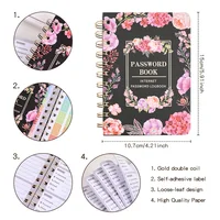 65 sheets Floral A6 Password Keeper Book with Alphabetical Stickers for Internet Website Address Login Secure Password Organizer 2