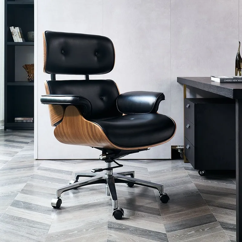 Leather Comfort Office Chair Lumbar Back Support Ergonomic Modern Design Executive Boss Chairs Wheels Meubles Luxury Furniture