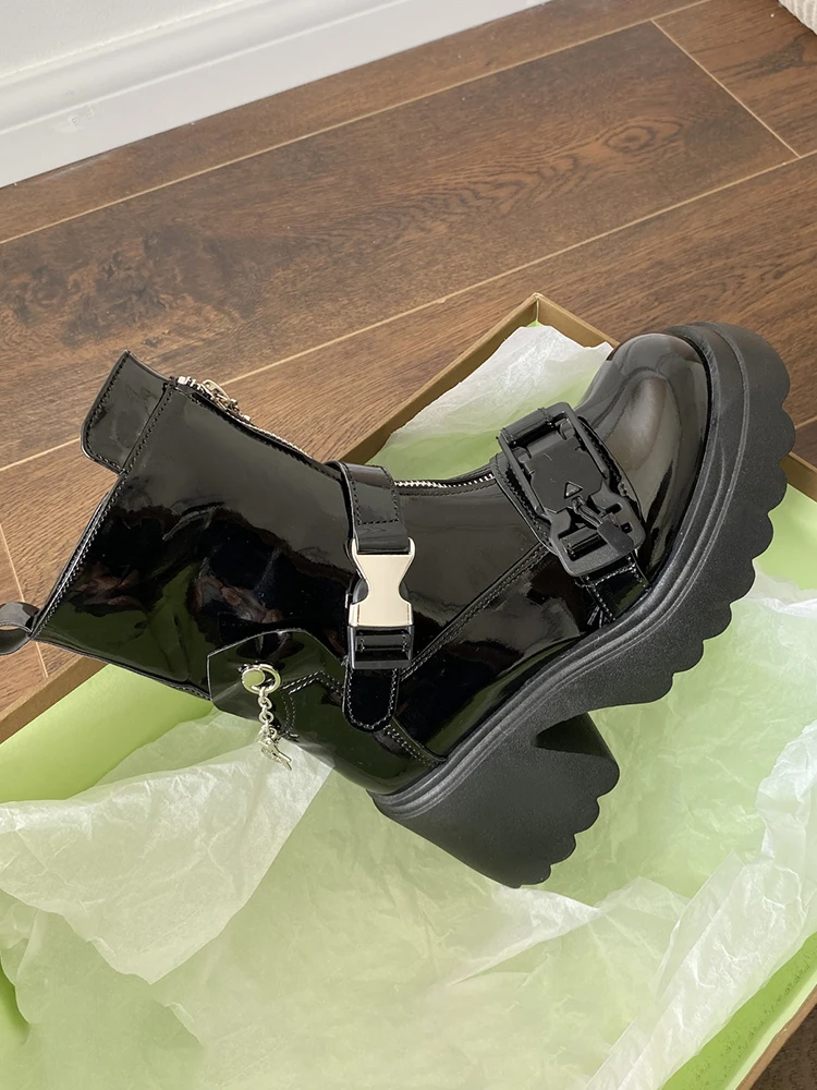 

Женские ботинки на шнуровке, осенне-зимние ботинки с круглым носком, обувь для трансвеститов, резиновая обувь в стиле рок, 2023, до середины голени, Лолита