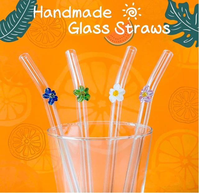 Reusable Clear Glass Straws Set For Smoothie Milkshakes Drinkware