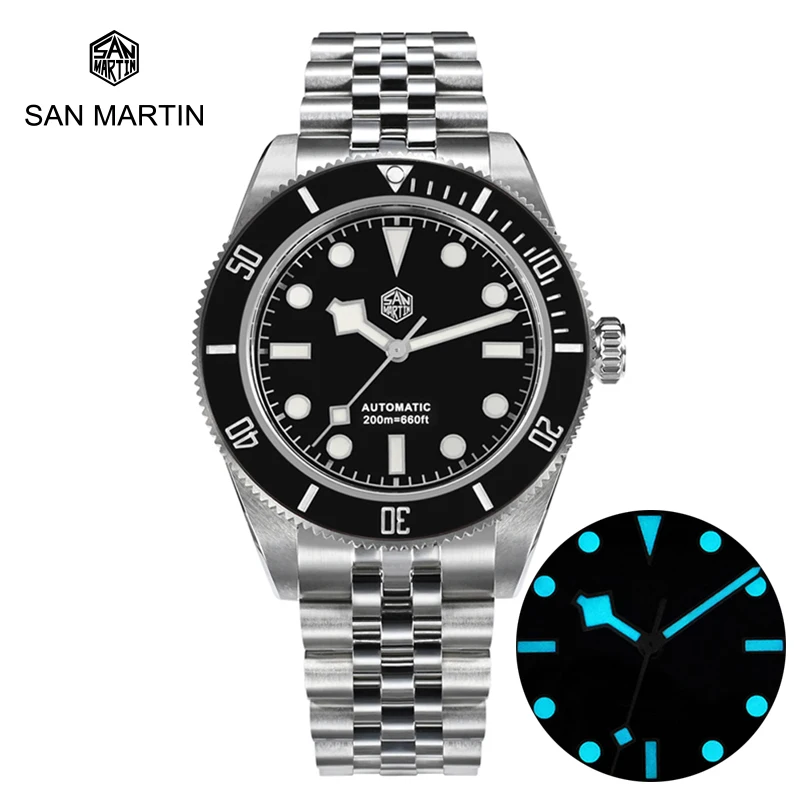 

San Martin 40mm BB Diver Watch Classic Retro Mens Watches NH35 Automatic Mechanical Wristwatch Sapphire Waterproof BGW-9 Reloj