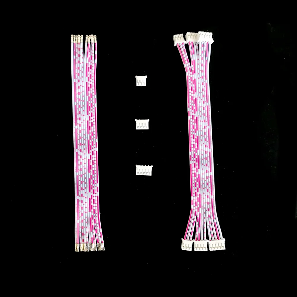 Vue d'ensemble du lot de 150 pièces : connecteurs JST PH 2.0mm et câbles ruban, organisés par nombre de broches.