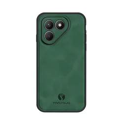 Premium Shockproof PU Leather Matte Phone Case - Durable and Stylish Back Cover for Tecno Pova 7 4G (Green)