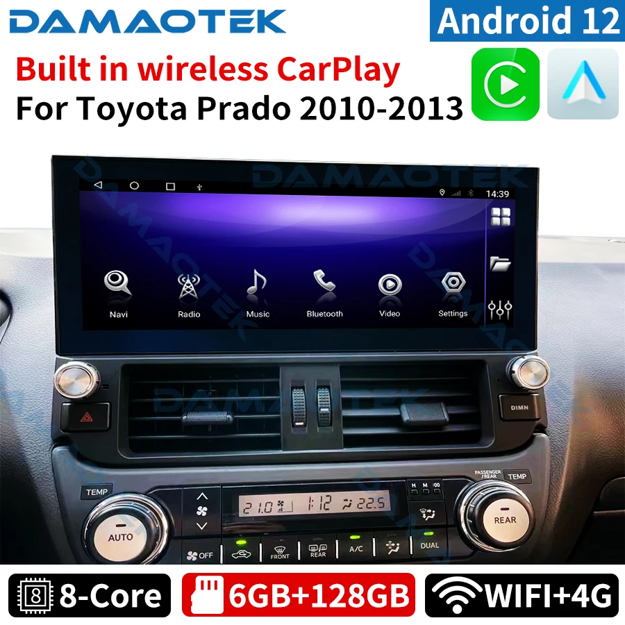 

DamaoTek 12.3" android 12.0 Autoradio Navigation Car radio dvd player for Toyota Prado 2010 - 2013 Multimedia System WIFI 4G