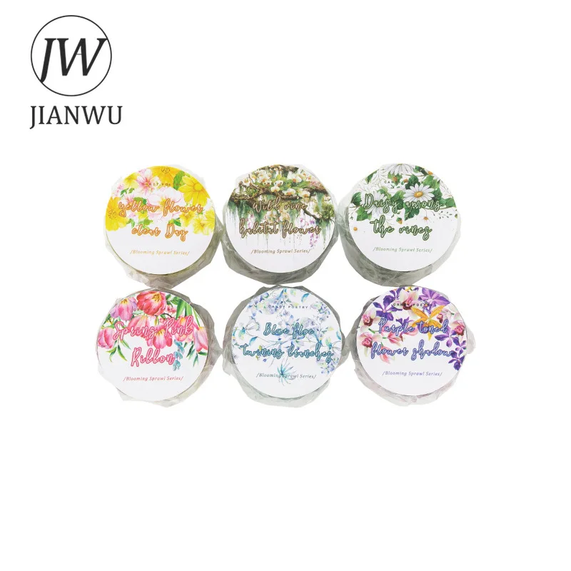 JIANWU Blooming Sprawl 시리즈 빈티지 꽃 풍경 소재 콜라주 스크랩북 PET 테이프 크리 에이 티브 DIY 저널 문구
