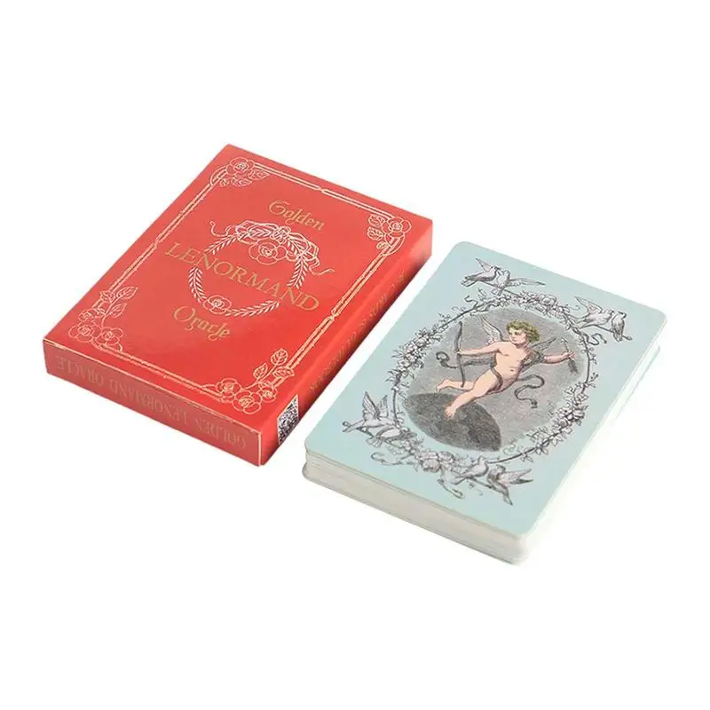 

Tarot Cards Golden Lenormand Portable 36 Card Mysterious Divination Card Psychological Oracle Deck for Party Favor Board Game