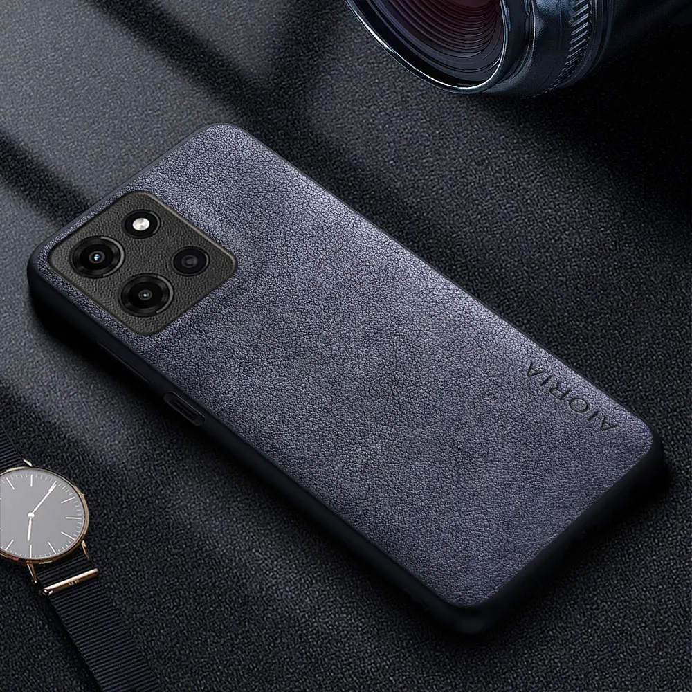 Premium Luxury Leather Phone Cover - Retro Business Style Solid Color Case