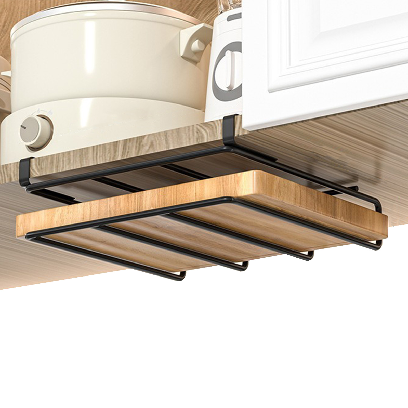 Kitchen Hanging Organizer Rack Under Cupboard Cutting Board Hanger Pot Lid Holder Storage Shelf Baking Tray Organization Racks