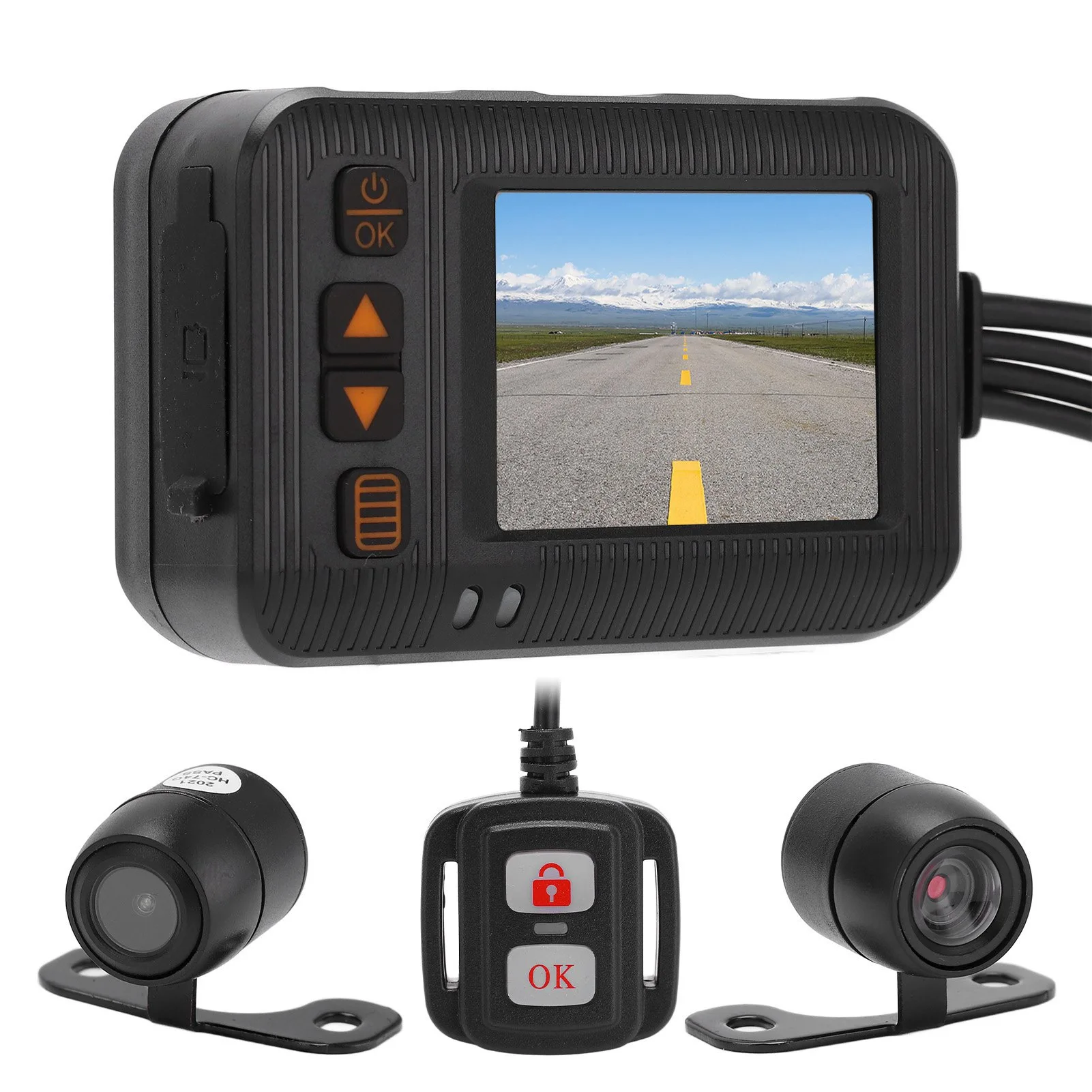 2in Motorcycle Driving Recorder 1080P+720P HD Lens Waterproof DVR Dash Cam Loop Recording