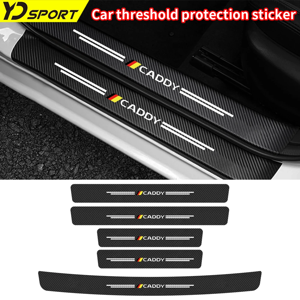 

Carbon Fiber Decals Car Door Sill Stickers For VW CADDY Auto Trunk Door Sill Scuff Covers Scratch Accessories car supplies