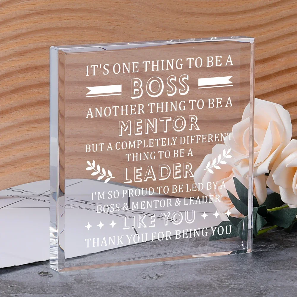 

Boss Gifts Acrylic Office Desk Decor for Men Women Leaving Going Away Appreciation Gift for Best Boss Leader Mentor Desk Sign