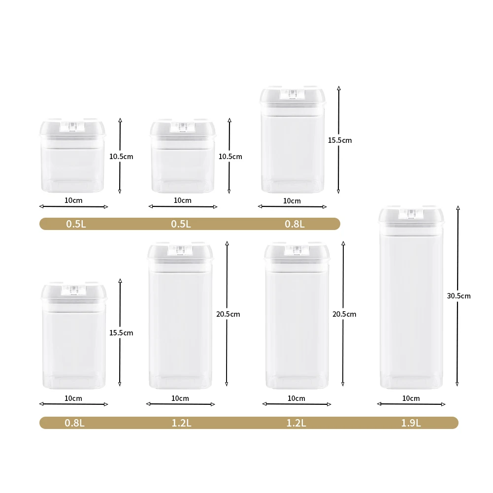 【Lifeideas】7Pcs Airtight Food Storage Containers with Clasp Lids Plastic Clear Jars with Easy Lock Lid Kitchen Pantry Organize