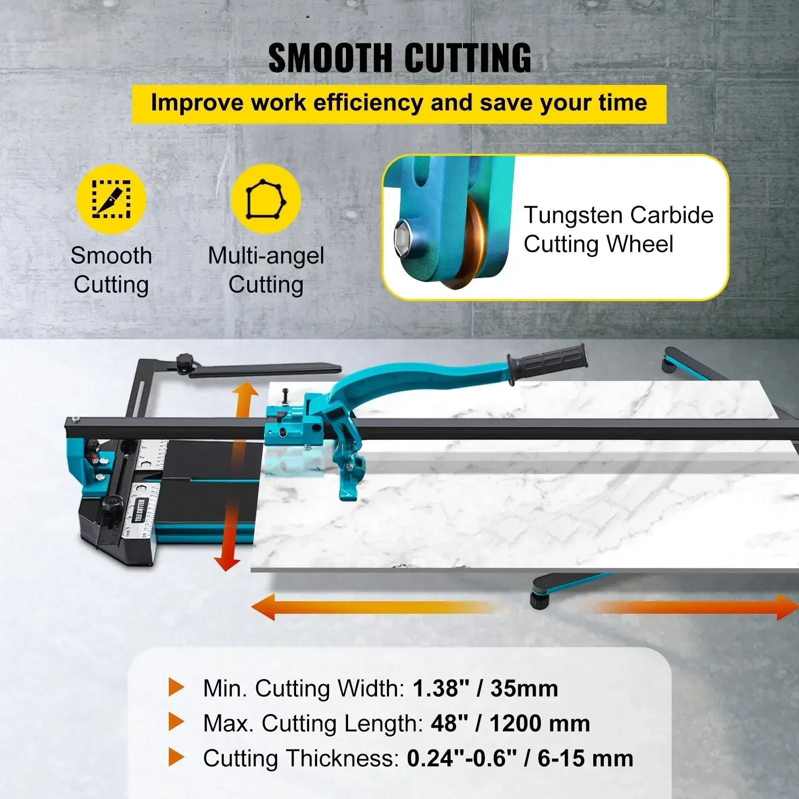 VEVOR Manual Tile Cutter 1200mm Length Laser Positioning Single Rail Hand Tool for Cutting Ceramic Porcelain Granite Floor Tiles 3