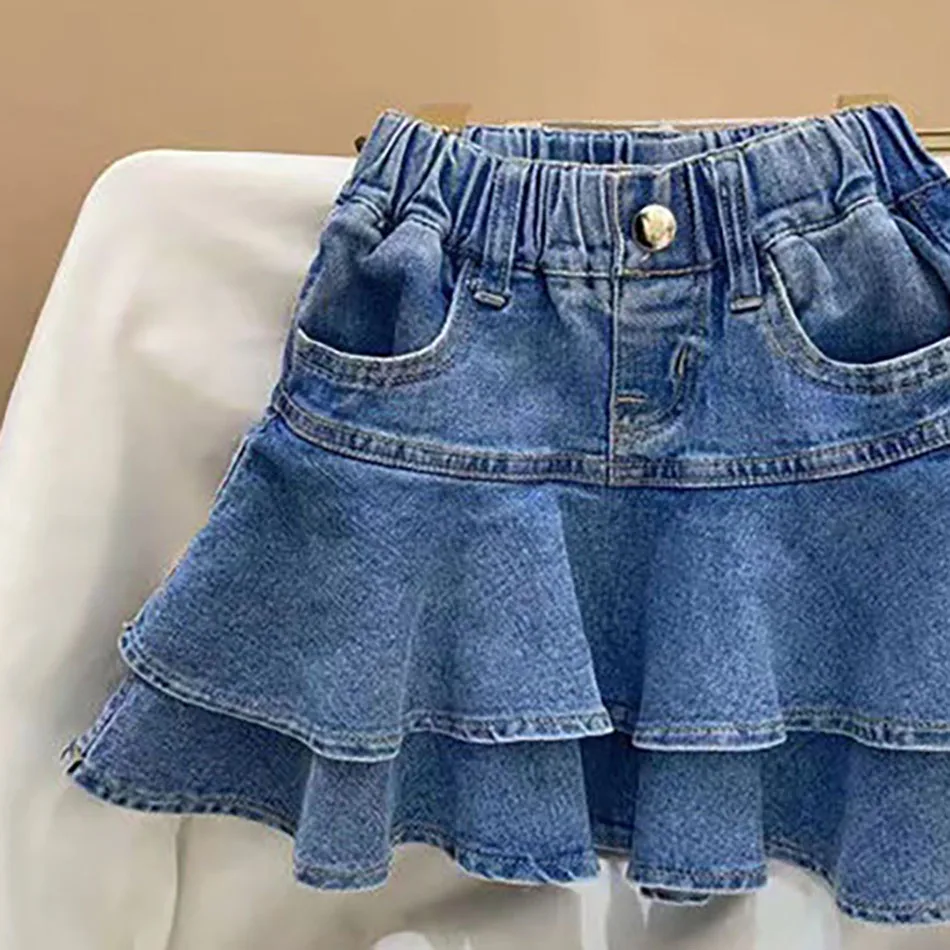 세련된 아이 데님 치마 안티 광택 따뜻한 날씨에 완벽한 귀여운 디자인과 하루 종일 편안한 내구성있는 소재