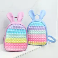 Pop Its Children Silicone PU Cute Rabbit Ears Backpacks New Princess Girls Lovely Fashion Small School Bags Hot 2