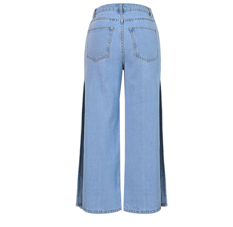 High Waisted Denim Pant Women Double Sides Slit Ankle-length Wide Leg Pants Casual Loose Cotton Jeans Femme Baggy Jeans skinny jeans