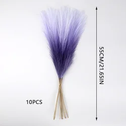 Set of 10 Artificial Pampas Grass Stems for Elegant Floral Arrangements and Home Decor (Purple)