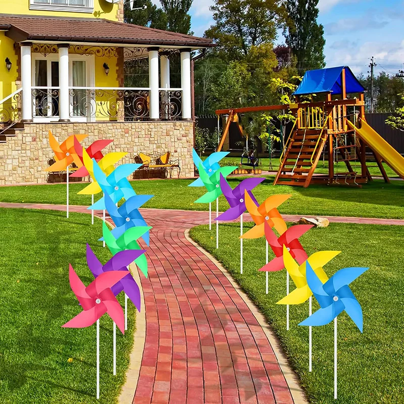 10/20pcs Colorful Windmills Plastics For Yard Garden Lawn DIY Outdoor Decoration