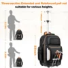 Tool Bag with Wheel, Rolling Tool Backpack for Electrician Heavy Duty Roller Tool Bag on Wheel for Construction Work, 75 Pockets 4