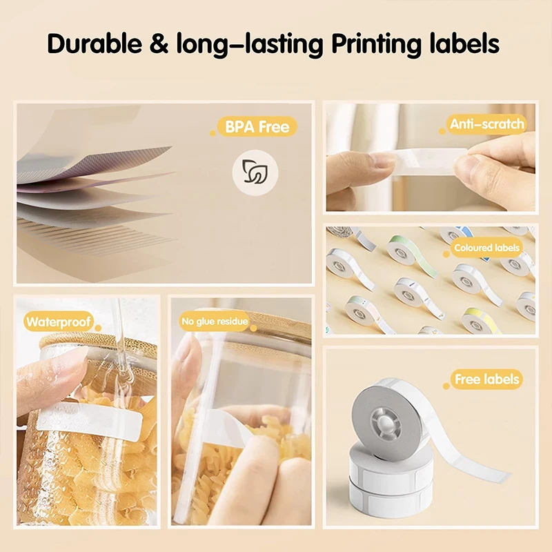 Niimbot Thermal Label Adhesive Sticker Waterproof UV Paper D11 D110 Mini Printer Label Maker White/Cable/Round/Transparent