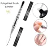 2Pcs Dual-ended Nail Design Brushes Rhinestone Handle UV Gel Nail Brush Set Professional Nail Art Tools 5
