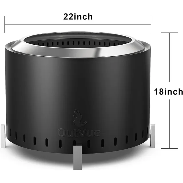22 inch Stainless Steel Smokeless Fire Pit Outdoor Wood Burning Fire Pit for Camping Bonfire and Outdoor Gathering with Low Smo 2