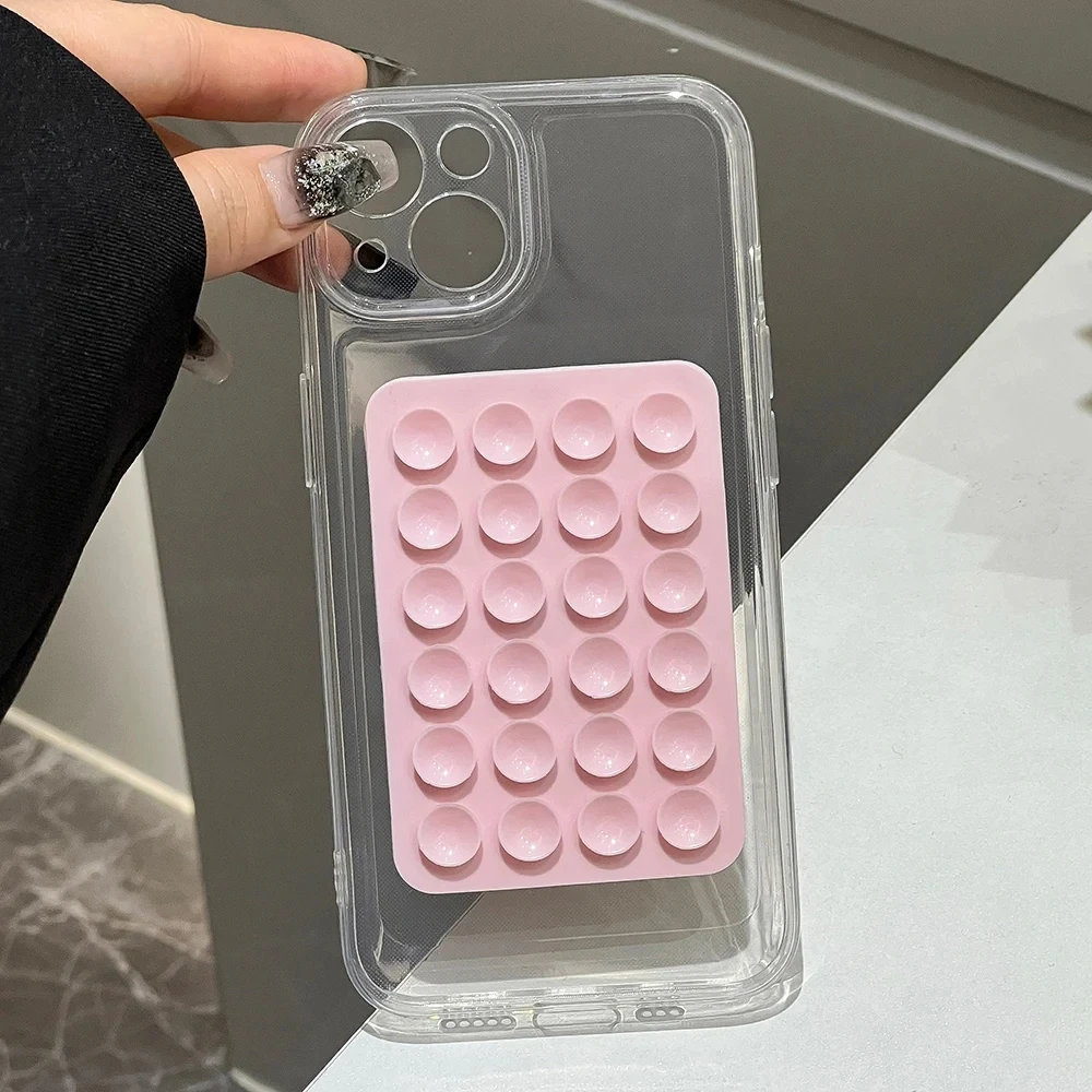 3D Suction Cup Airbag Transparent Phone Case - Soft Shockproof Cover