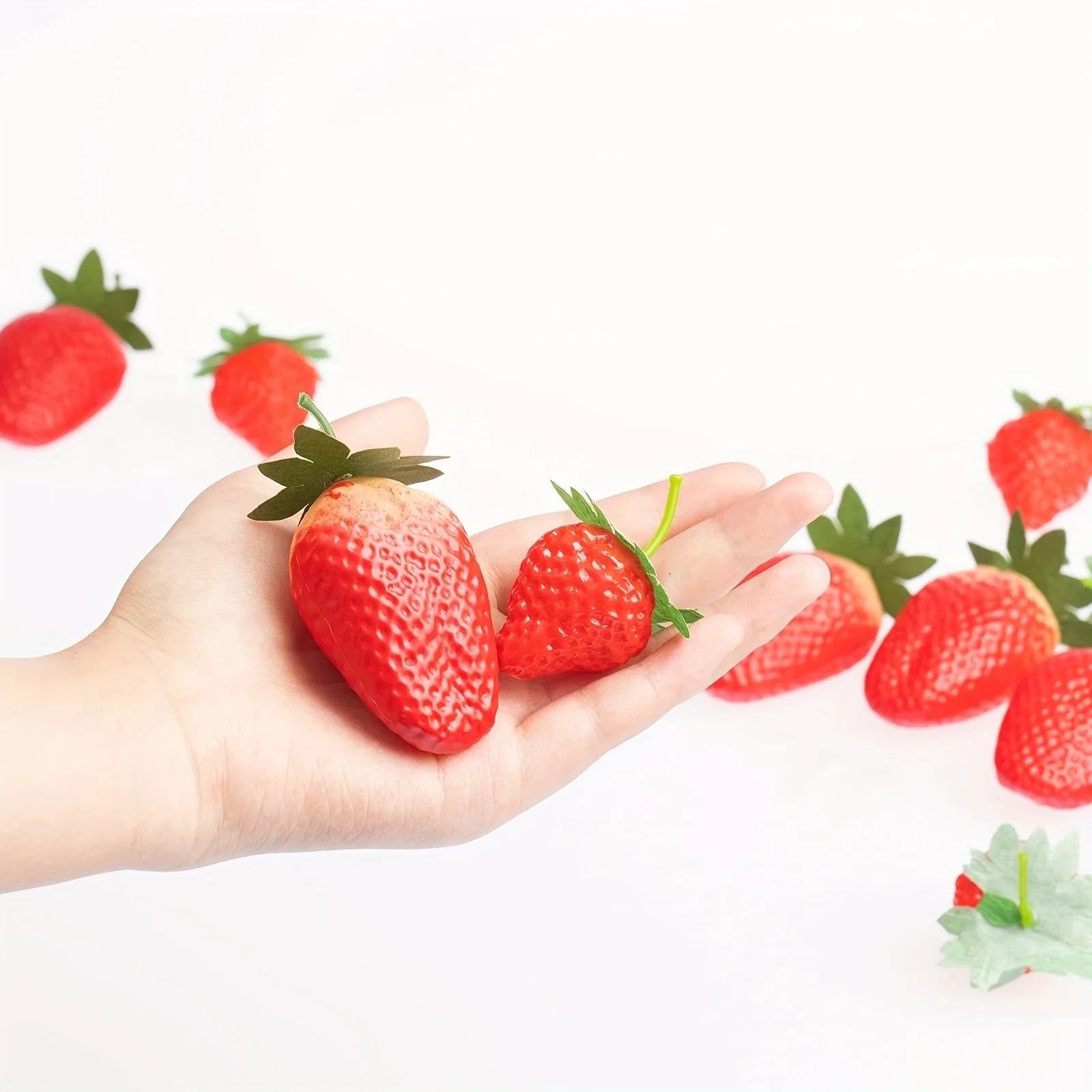 Artificial Strawberries Lifelike Plastic Strawberries Artificial Fruit Home Kitchen Party Decoration 6pcs artificial fruits and vegetables