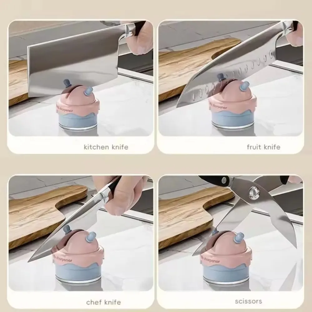 New Ice Cream-Shaped Cartoon Mini Suction Cup Quick Sharpener Professional Household Waterproof Sharpening Stone