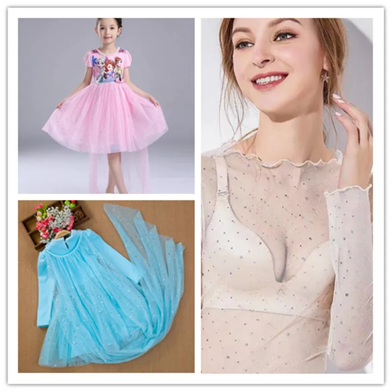 100cm * 150cm 1pc 반짝 이는 도트 메쉬 Tulle 패브릭 인형 아름다운 웨딩 드레스 의류 장식 재료 DIY 천 봉제 용품