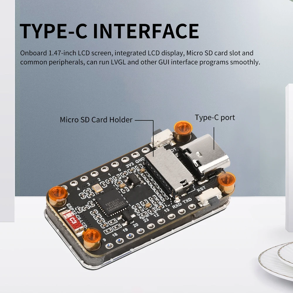 Access Panel Esp32-C6 1.47-Inch Lcd Screen Development Board Wifi 6 Bluetooth 5 Onboard Rgb Color Led Type-C Interface