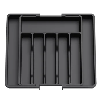 Silverware Drawer Organizer Expandable Utensil Tray for Kitchen Adjustable Flatware and Cutlery Holder Black Cutlery Organiser 1
