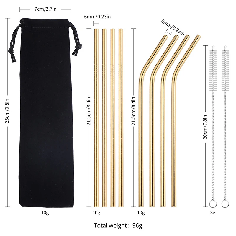Eco-Friendly Reusable Stainless Steel Drinking Straws