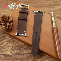 Vintage Genuine Leather Cowhide Watch Straps - Premium Quality Watchband - 42 44 45 49 S10 - 46MM (Dark Brown)
