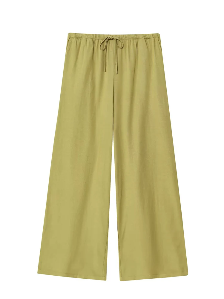 TFMLN  Women Casual Pant Suit Solid Turn-Down Collar Sleeveless Lace-Up Zipper Tank Top Elastic Waist Straight Pant Chic Outfits