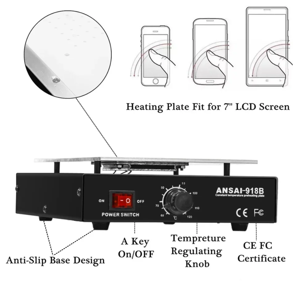 450W LCD Screen Separator Machine Heating Platform Phone Repair Machine Auto Heat Station Screen Splitter Heating Stage