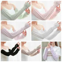 Ice Silk Ice Silk Sleeve Fashion Sun Protection Sunscreen Long Gloves Cool Polyester Fibre Sunscreen Gloves Fishing